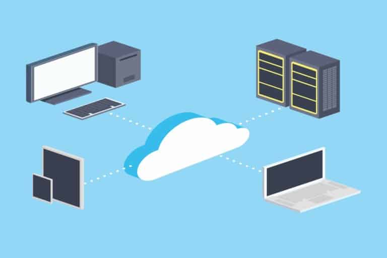 illustrated cloud storage,pc,tablet,laptop,server