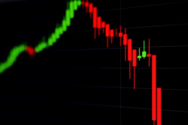candlestick stock graph market trade global technology bankruptcy recession banking statistics closeup screen