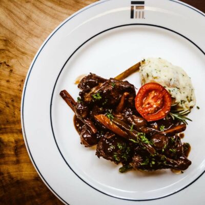 Zinfandel Beef Short Ribs and Root Vegetables with Roasted Garlic Yukon Gold Mash