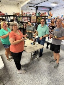 Group packing boxes of supplies