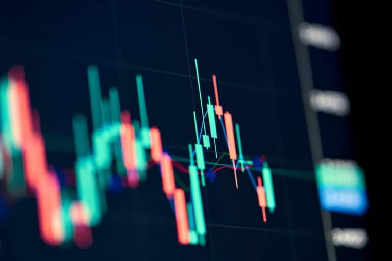 Stock exchange financial market price candles graph data pattern analysis concept