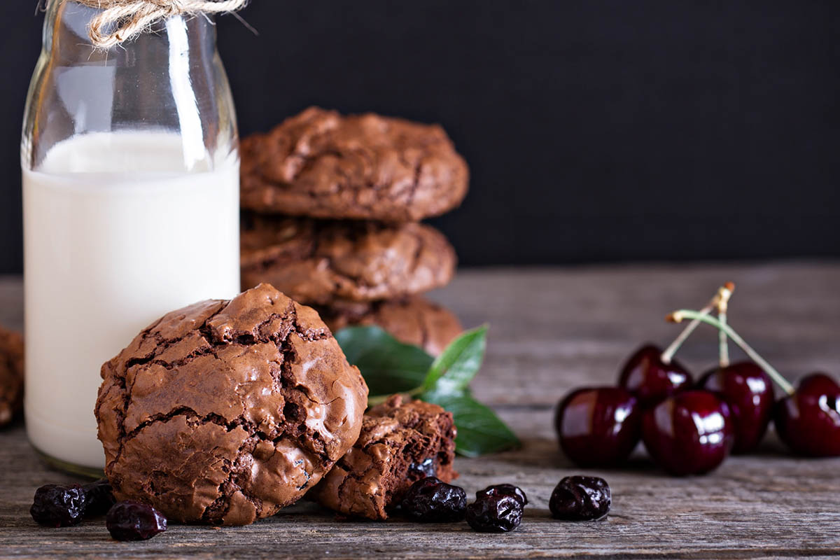 Flourless chocolate, cherry, and pistachio chewy cookies