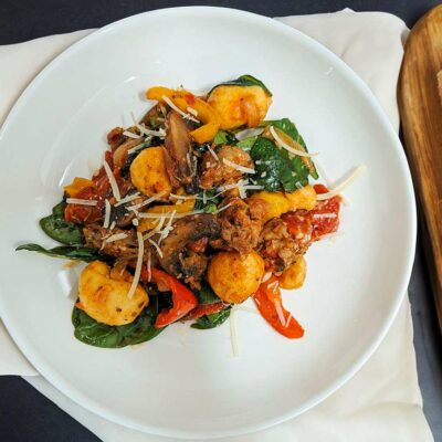 Parmesan Gnocchi with Peppers and sausage